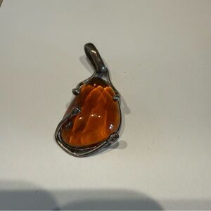 Amber necklace Pendant in sterling silver Setting
